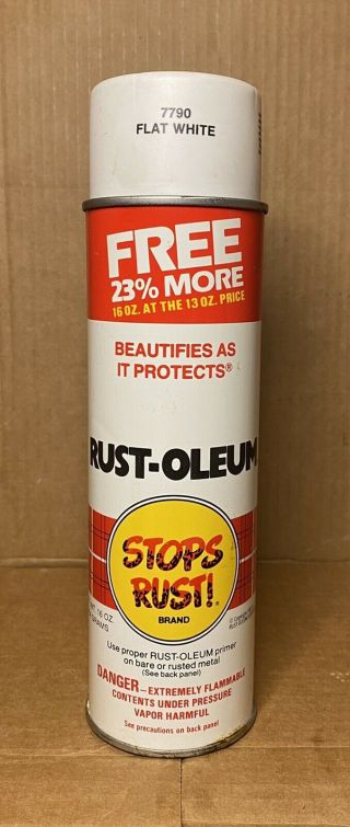 Vintage Rust Oleum 7790 Flat White Spray Paint Can - 1983