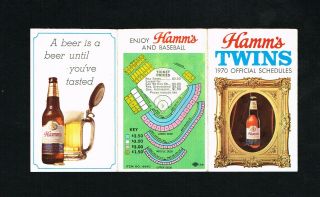 1970 Minnesota Twins Hamm’s Beer Mlb Baseball Pocket Schedule