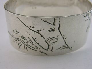 Pretty Japanese Sterling Silver Cherry Blossom Napkin Ring C1920 Antique