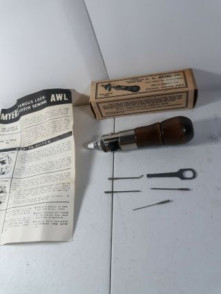Vintage C.  A.  Myers Famous Lock Stitch Sewing Awl - Leather Sewing Tool