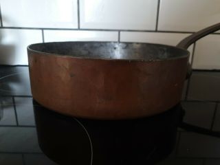 VINTAGE SOLID COPPER PAN WITH BRASS HANDLE 26 CM IN DIAMETER 2