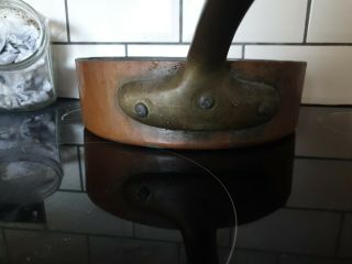 VINTAGE SOLID COPPER PAN WITH BRASS HANDLE 26 CM IN DIAMETER 3