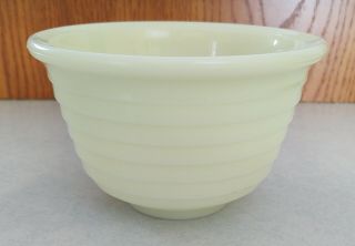 Vintage Uranium Yellow Custard Glass Ribbed Mixing Bowl