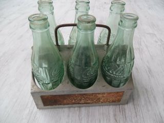 Vintage Coca - Col Metal 6 - Pack Carrier Drink Holder Caddy w/ Bottles & coke cups 2