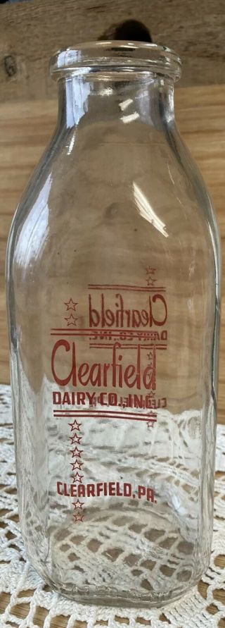Vintage Clearfield,  Pa Dairy Milk Bottles 1qt Dairy