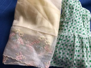 Vintage Dimity & Sheer Embroidered Floral Organdy Cutter Fabric For Ginny Easter