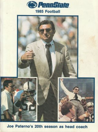 1985 Penn State Football Media Guide Joe Paterno 20th Season Cover 8/19