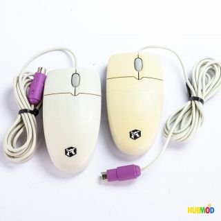 2 X Vintage Gateway 2000 Trekker Ps/2 Wired 2 Button Scroll Wheel Mouse Ivory