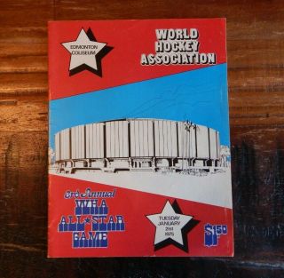 1975 Wha World Hockey Association All - Star Game Program Hull Howe Cheevers,