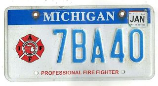 Firefighter License Plate Michigan Professional Firefighters Iaff (not Valid)