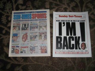 Chicago Sunday Sun - Times March 19,  1995 Bulls Jordan I 