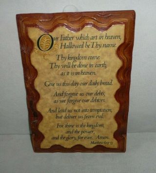 Vintage Hand Crafted By Word Of God Decoupage Wooden Plaque Matthew 6:9 - 13