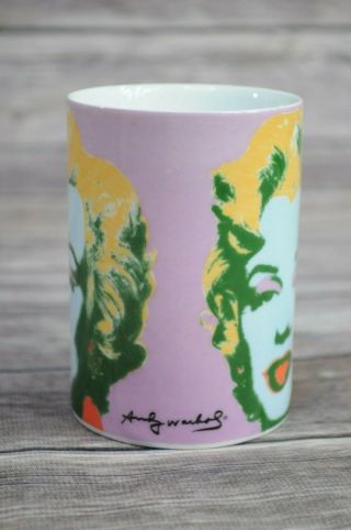 Vintage Andy Warhol Marilyn Monroe Purple Block China Porcelain Artist Mug 1997 2