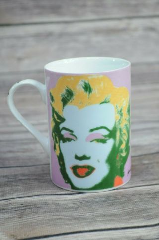 Vintage Andy Warhol Marilyn Monroe Purple Block China Porcelain Artist Mug 1997 3