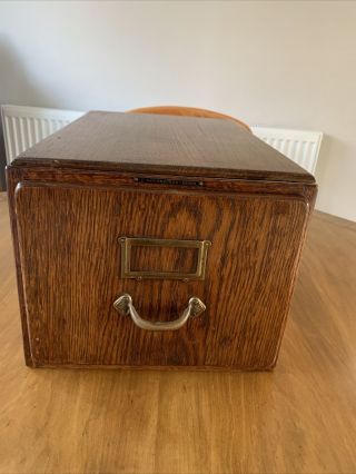 Vintage Wooden Oak Advance Library Index Card Filing Cabinet / Antique Box