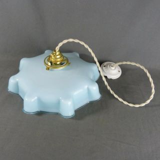 Vintage French Blue Opaline Milk Glass Ceiling Shade,  W/hardware,  Ø 10.  1/2 "