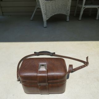 Vintage Brown Leather Slr - 1500 Camera Bag W Strap In