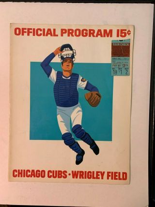 1973 Chicago Cubs Vs Montreal Expos Opening Day Program W/ticket Stub Good