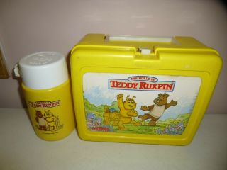 Vintage Plastic World Of Teddy Ruxpin Lunch Box And Thermos Brand 1986