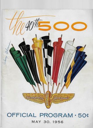 1956 Indianapolis 500 Motor Speedway Official Program W/driver Autograph