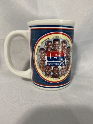 Vtg 1992 Dream Team Usa Basketball Ceramic Coffee Mug (jordan,  Bird,  Magic,  Ewing)