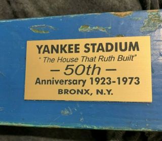 York Yankee Stadium 50th Anniversary 1923 - 1973 Seat Plaque  Yankees