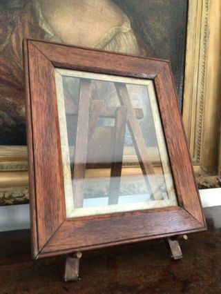 Striking Stylish Antique Arts And Crafts Broad Patinated Oak Picture Frame
