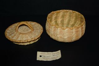 Vintage Native American Papago Covered Lidded Basket 4 X 6 HAND MADE ARIZONA 2