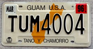 1994 Guam License Plate Tum = Tumon Village With A 1996 And A 1997 Sticker
