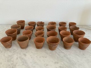 24 Vintage Terra Cotta Flower Pots Ceramic Pottery Clay Planters Antique Mini