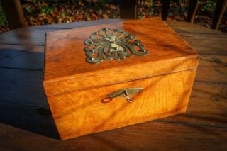 Antique - Wooden Jewellery Trinket Box - Sewing Case - Rare & Unique