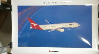 Qantas Airways Vintage Boeing 767 Poster 40x25 Inches