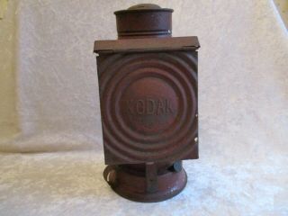 Antique Kodak Dark - Room Oil Lamp With Red Glass