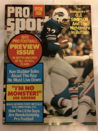 1975 Pro Sports Buffalo Bills Oj Simpson Nfl Preview Joe Greene Ken Stabler