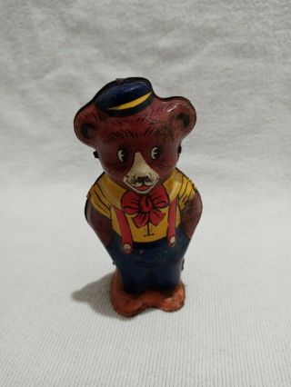 Vintage J.  Chein Tin Lithograph Wind Up Toy Walking Bear Made In U.  S.  A.