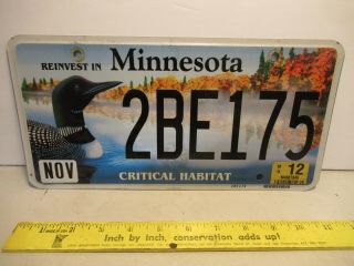 Minnesota Critical Habitat Loon License Plate Expired Garage Mancave Cabin Decor