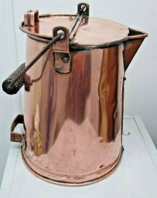 Antique Copper Water Jug Pitcher Carafe Well Bucket Xl Rustic Moonshine 11 Pints