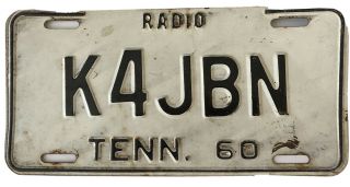 Vintage 1960 Tennessee License Plate K4jbn - Ham Radio Operator Specialty Plate