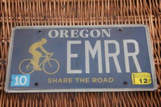 2012 Oregon License Plate Share The Road Bicycle Specialty Graphic