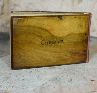 Antique 1918 Jerusalem Holy Land Tour Views And Pressed Flowers Olive Wood Book