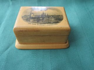 Antique Mauchline Ware Stamp Box ‘The Fish Market,  Lowestoft” 3