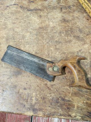 Antique 8 " Back Tenon Saw Superior Split Nut Dovetail Craftsman Cabinetry