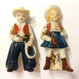 Vintage Occupied Japan Porcelain Cowboy And Cowgirl Figurines