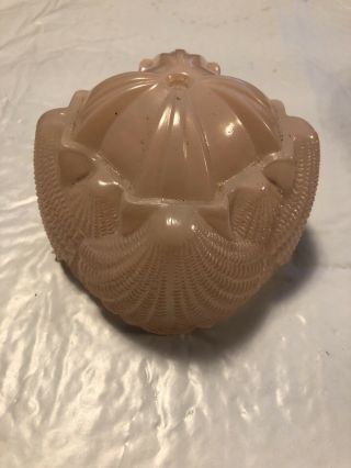 Vintage Pink Ceiling Light Shade Cover Glass Shell Pattern - - Light Fixture 2