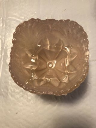 Vintage Pink Ceiling Light Shade Cover Glass Shell Pattern - - Light Fixture 3
