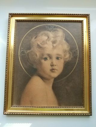 Vintage Light Of The World By C.  Chambers Christ Child Gold Frame14 3/4 X11.  3/4