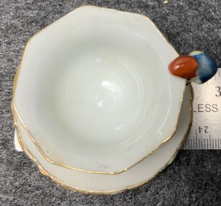Vintage Miniature Tea Cup & Saucer - Japan Bird Floral 22ktGold Rim 3