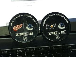 Vancouver Canucks Warm Up Game Puck Red Wings 10/15/19
