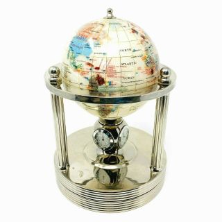 Matador International Inc Semi Precious Stones Rotating Globe Clock Mrglb410