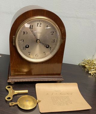 Vintage 1930s Joel Richmond Striking Mantel Clock With Key Rare